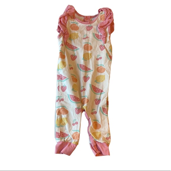 Monica & Andy Other - Monica & Andy off white and pink fruit jumpsuit 6-9 months